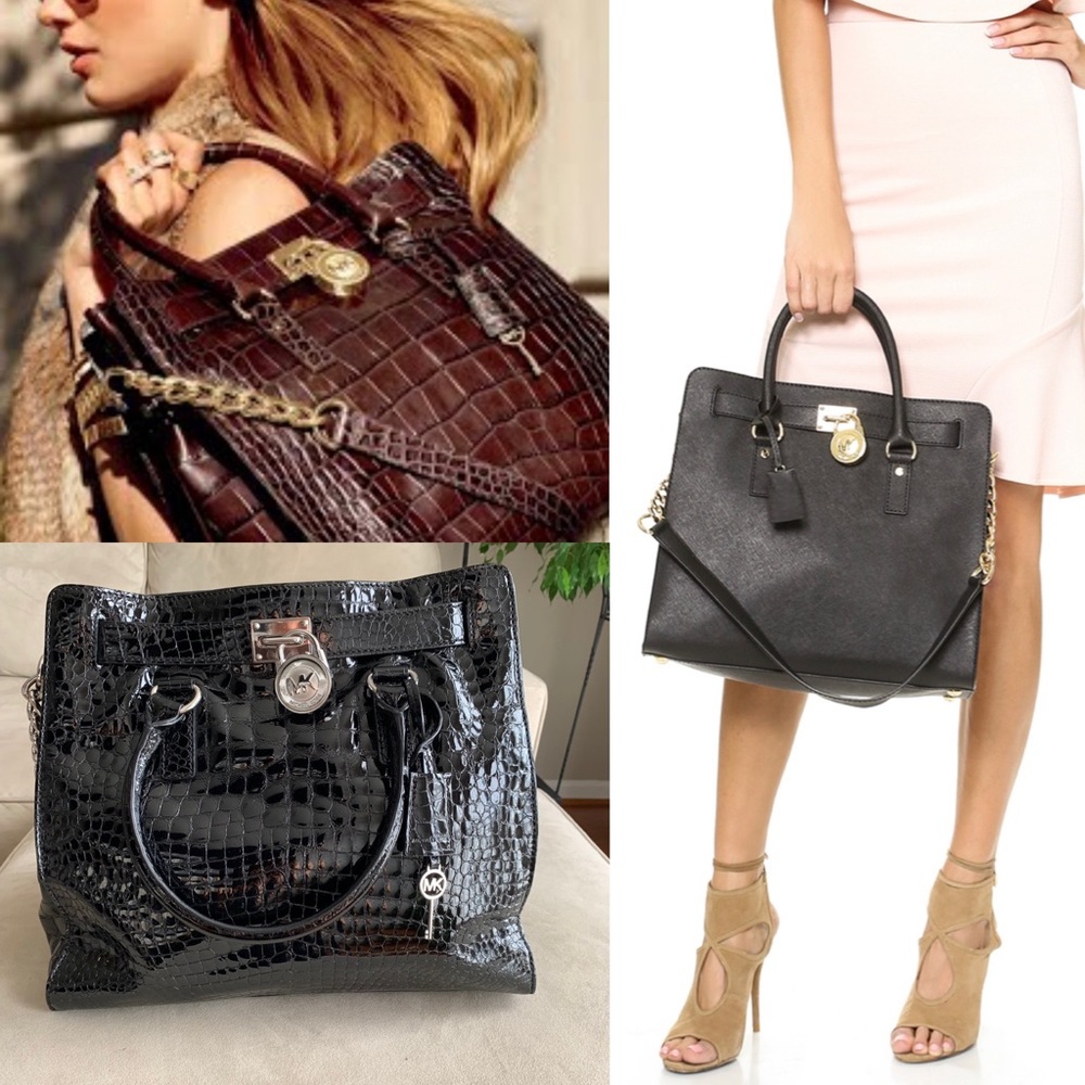 Michael Kors large croc Hamilton bag
